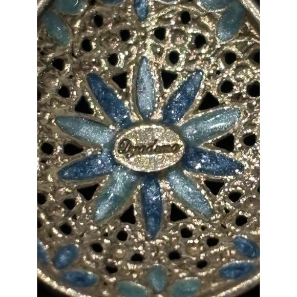 Mia Fiore Dyadema Sterling Silver Gold Vermeil Blue Floral Enamel Earrings 925 - Picture 3 of 5